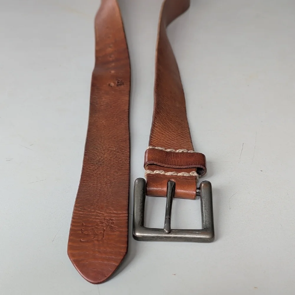 Abercrombie & Fitch Brown Leather Belt with Silver Buckle